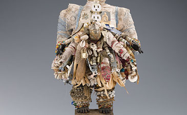 A sculpture made from found items.