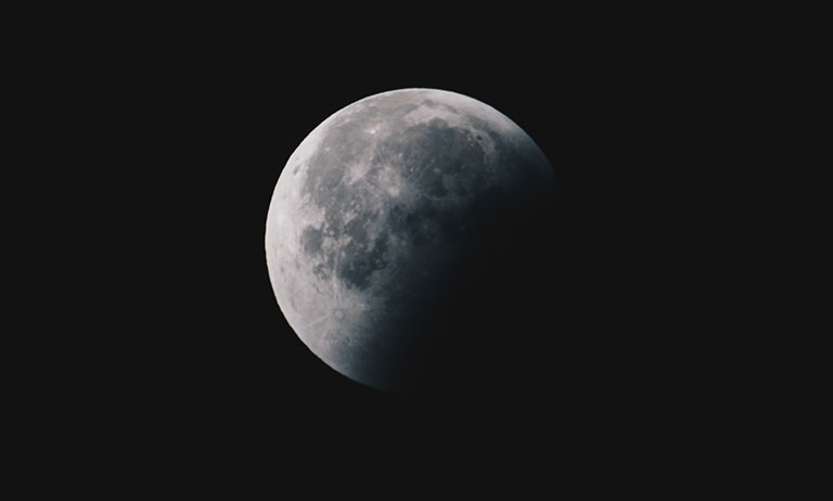 The moon against a black background