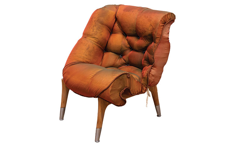 Orange and green puffy chair