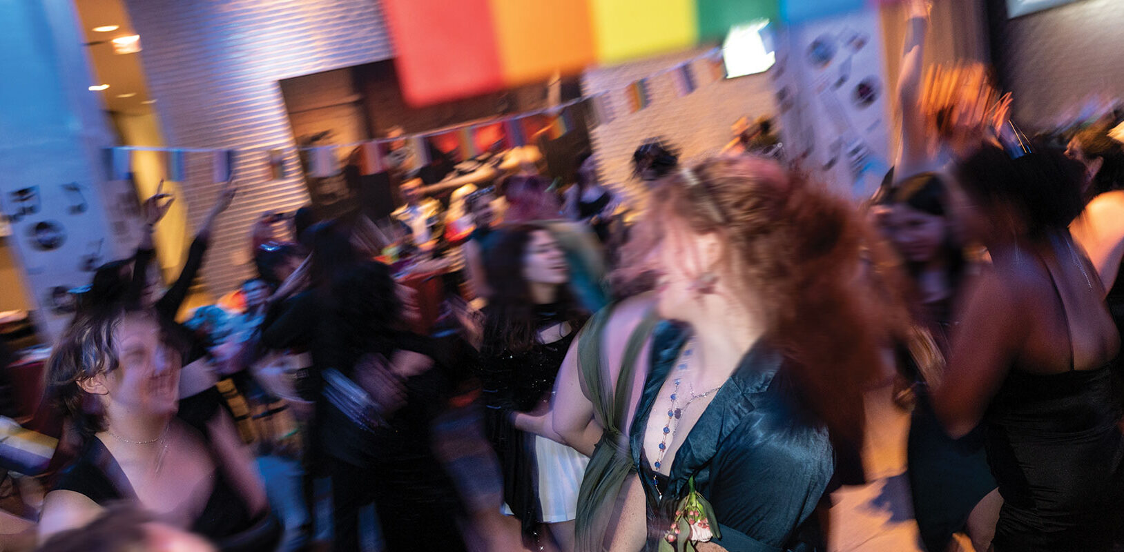 Teens dancing at the LGBTQ prom at the Warhol Museum.