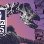 A graphic that says, Dippy 125 with a dinosaur skeleton in the background.