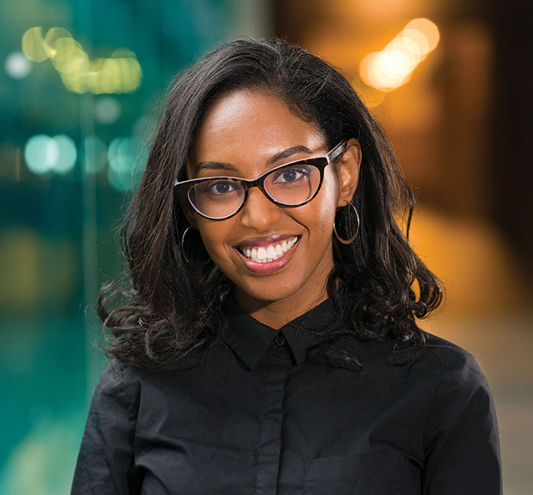 A portrait of a smiling girl