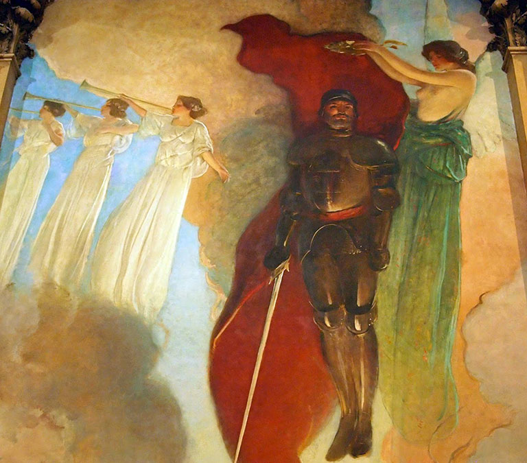Detail of a mural in the Grand Staircase of Carnegie Museum.