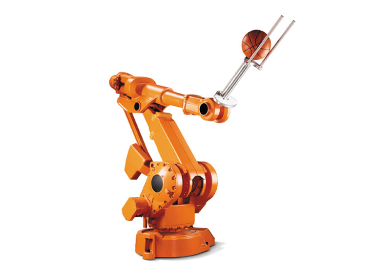 A robotic basketball shooting robot.