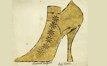 An illustration of a gold shoe by Andy Warhol