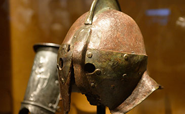 AN ancient gladiators helmet