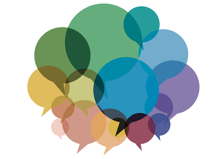 a group of colorful speech bubbles