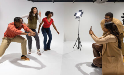 A group of teens posing for a tik-tok video
