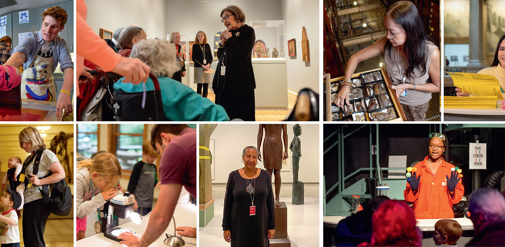 a collage of museum volunteers.