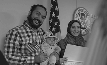 Family at naturalization cermony.