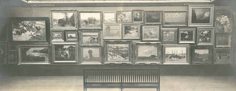 An old photo of an art gallery