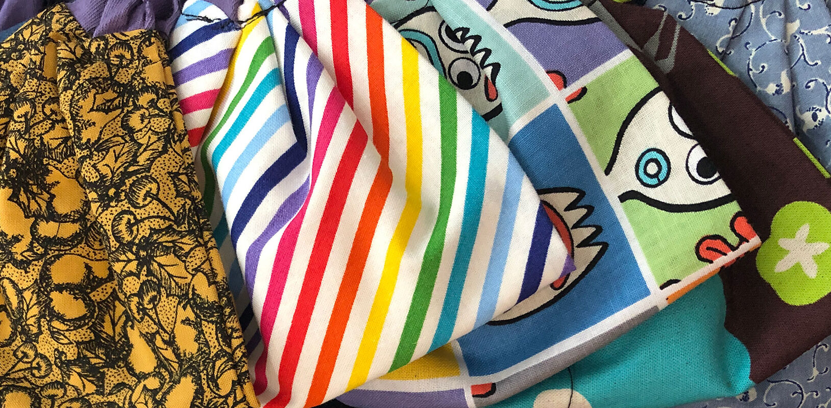 A sampling of colorful protective masks.