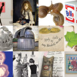 A collage of museum objects.