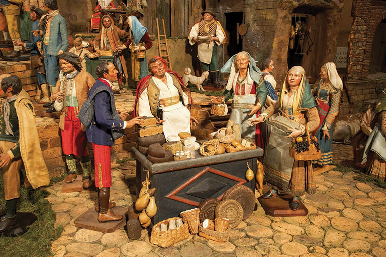 A close up view of the presepio