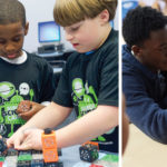 Young people participating in science experiments.