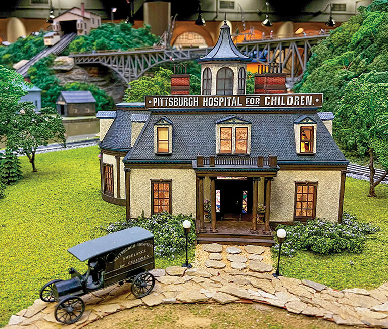 A model of the original Children's Hospital in Pittsburgh.