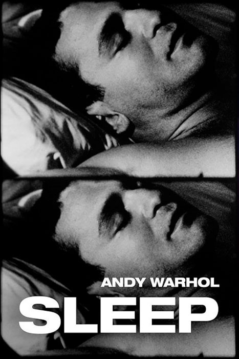 Two black-and-white images of a person relaxing in bed, with the word "SLEEP" boldly written at the bottom.
