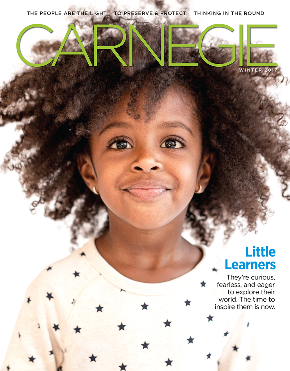 winter 2017 Carnegie magazine cover of preschool girl