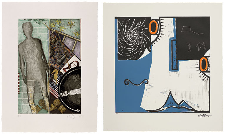 Two abstract pieces of art.