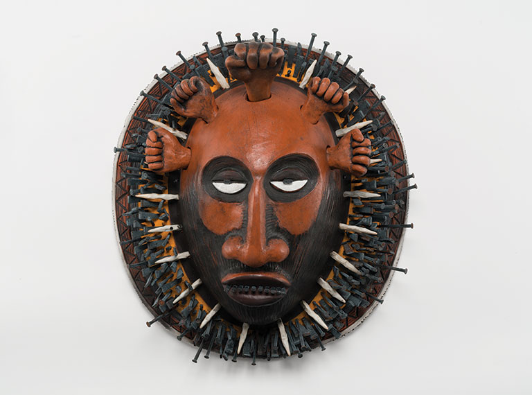 A dimensional mask of a warrior